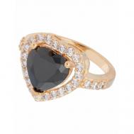 Кольцо помолвочное , фианит, размер 18, черный Lotus Jewelry