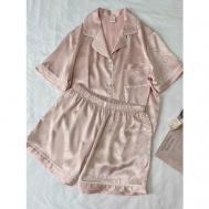 Пижама , рубашка, шорты, укороченный рукав, размер М, розовый Soly Hux