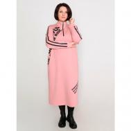 Платье , хлопок, прилегающее, миди, карманы, размер 60, розовый Style Margo
