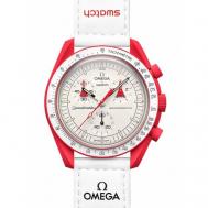Наручные часы  Omega Mission to Mars (SO33R100), оригинал, красный, белый, белый, красный Swatch