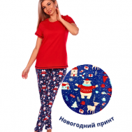 Комплект , брюки, футболка, короткий рукав, family look, размер 48, красный odinakovaya