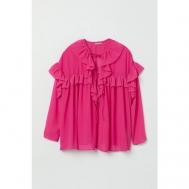 Блуза  , повседневный стиль, свободный силуэт, укороченный рукав, размер XXL, розовый, фуксия H&M