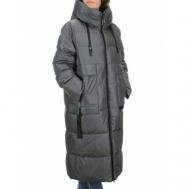 куртка  зимняя, силуэт прямой, стеганая, карманы, влагоотводящая, ветрозащитная, размер 54, серый Не определен