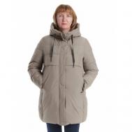 куртка  зимняя, средней длины, для беременных, карманы, размер 52, хаки BELLEB