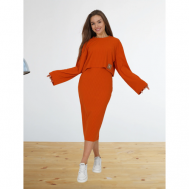Платье , размер 48, оранжевый ИСА-Текс
