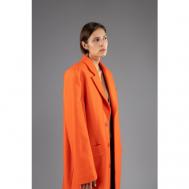 Пальто   демисезонное, шерсть, силуэт прямой, удлиненное, размер XS, оранжевый ZNWR