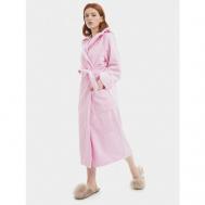 Халат  удлиненный, длинный рукав, капюшон, банный, пояс, карманы, размер 92, розовый Lilians