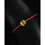Браслет Кошачий глаз - имитированный камень, цвет желтый, 8 мм, на красном шнурке - привлекает любовь и счастье Grow'n up