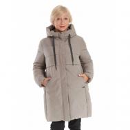 куртка   зимняя, средней длины, силуэт свободный, ветрозащитная, размер 52, хаки BELLEB