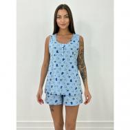 Пижама , размер 52, голубой ЛенаРа