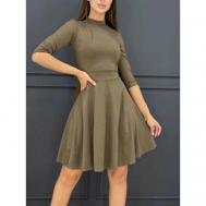 Платье-комбинация прилегающее, до колена, размер 46, коричневый Технобренд