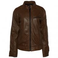 Кожаная куртка  демисезонная, без капюшона, внутренний карман, подкладка, карманы, размер 46, бежевый Strellson