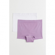 Трусы  шорты , завышенная посадка, с ластовицей, размер XXL, фиолетовый, белый H&M