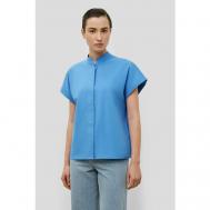 Блуза  , классический стиль, свободный силуэт, короткий рукав, без карманов, трикотажная, однотонная, размер 42, синий Baon