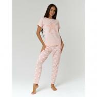 Комплект , брюки, футболка, короткий рукав, карманы, размер M, розовый Berrak