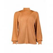 Блуза  , повседневный стиль, длинный рукав, однотонная, размер 48, коричневый Love&Divine