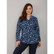 Блуза  , повседневный стиль, полуприлегающий силуэт, длинный рукав, размер 58, синий Алтекс