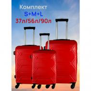 Комплект чемоданов  Yel-680, 3 шт., 90 л, размер S/M/L, красный Top travel