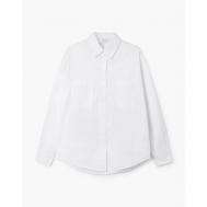 Блуза  , классический стиль, свободный силуэт, длинный рукав, размер XS, белый GLORIA JEANS