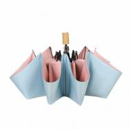 Зонт механика, 3 сложения, купол 99 см., 8 спиц, чехол в комплекте, для женщин, розовый, голубой WASABI TREND