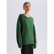 Пуловер , длинный рукав, свободный силуэт, удлиненный, без карманов, трикотаж, размер 46-48, зеленый Passegiata
