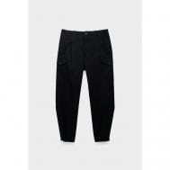Брюки карго  2/2 twill regular cargo pants зимние, повседневные, полуприлегающий силуэт, карманы, размер 54, черный C.P. COMPANY