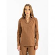 Блуза  , повседневный стиль, длинный рукав, размер 44, коричневый Энсо