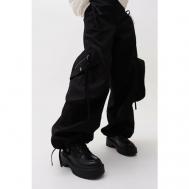 Брюки карго  , оверсайз силуэт, повседневный стиль, карманы, размер 40, черный ХакаМа