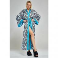 Кимоно  удлиненное, длинный рукав, пояс, размер 42/48, голубой ALZA