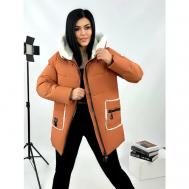 куртка  зимняя, силуэт прямой, капюшон, карманы, размер 52, оранжевый Diffberd