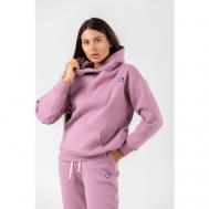 Худи, оверсайз, трикотажное, утепленное, капюшон, карманы, размер XS 40, розовый, фиолетовый UP2Y&ME