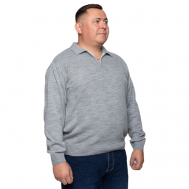 Пуловер , шерсть, длинный рукав, силуэт прилегающий, средней длины, трикотажный, размер 3 XL, серый Turhan