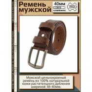 Ремень натуральная кожа, металл, подарочная упаковка, для мужчин, размер 135, длина 135 см., коричневый AKSY BELT