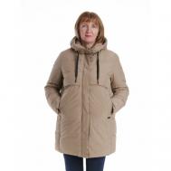 куртка  зимняя, средней длины, для беременных, карманы, размер 54, бежевый BELLEB