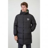 куртка , демисезон/зима, силуэт прямой, капюшон, несъемный капюшон, манжеты, внутренний карман, размер 56, черный Baon