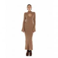 Платье , повседневное, прилегающее, макси, размер XS, коричневый, бежевый Sorelle