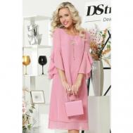 Платье , шифон, повседневное, прямой силуэт, размер 46, розовый DSTrend