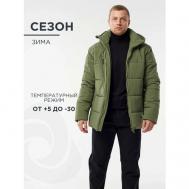куртка  зимняя, силуэт свободный, ветрозащитная, размер 120-124, 182-188, зеленый COSMOTEX