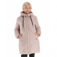 куртка   зимняя, средней длины, силуэт свободный, ветрозащитная, размер 60, розовый BELLEB