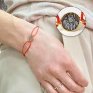 Браслет женский серебряный православный ювелирный красная нить на руку с золочением "Ангел Хранитель" амулет ручной работы VITACREDO