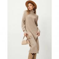 Платье-свитер , повседневное, свободный силуэт, до колена, размер L-XL, коричневый Sansa