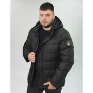 куртка  зимняя, силуэт прямой, карманы, герметичные швы, капюшон, ультралегкая, манжеты, утепленная, подкладка, съемный капюшон, воздухопроницаемая, внутренний карман, ветрозащитная, водонепроницаемая, размер 54, черный ZAKA