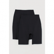 Комплект трусов  панталоны , завышенная посадка, с ластовицей, размер XS, черный, 2 шт. H&M