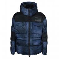 куртка , демисезон/зима, силуэт свободный, карманы, капюшон, размер S, синий Armani Exchange