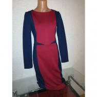 Платье-футляр , в классическом стиле, прилегающее, до колена, размер M, бордовый, синий Pompa