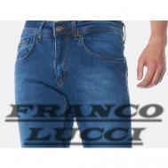 Джинсы  Джинсы, имеющие в составе ткани эластан (стрейч) - растягиваются, джинсы устойчивы к многочисленным стиркам, прочные, удобные, хорошо садятся по фигуре., размер 34, голубой Franco Lucci