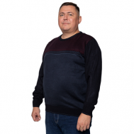Пуловер , шерсть, длинный рукав, силуэт прилегающий, средней длины, трикотажный, размер 4 XL, синий Turhan
