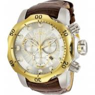 Наручные часы  Мужские Наручные Часы  Venom 29909 Хронограф Кожаный Ремешок, золотой, коричневый INVICTA