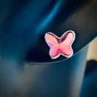 Серьги пусеты  Хрустальные бабочки, кристалл, размер/диаметр 8 мм, розовый My Lollipop