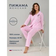 Пижама , размер 52, белый, розовый Алтекс